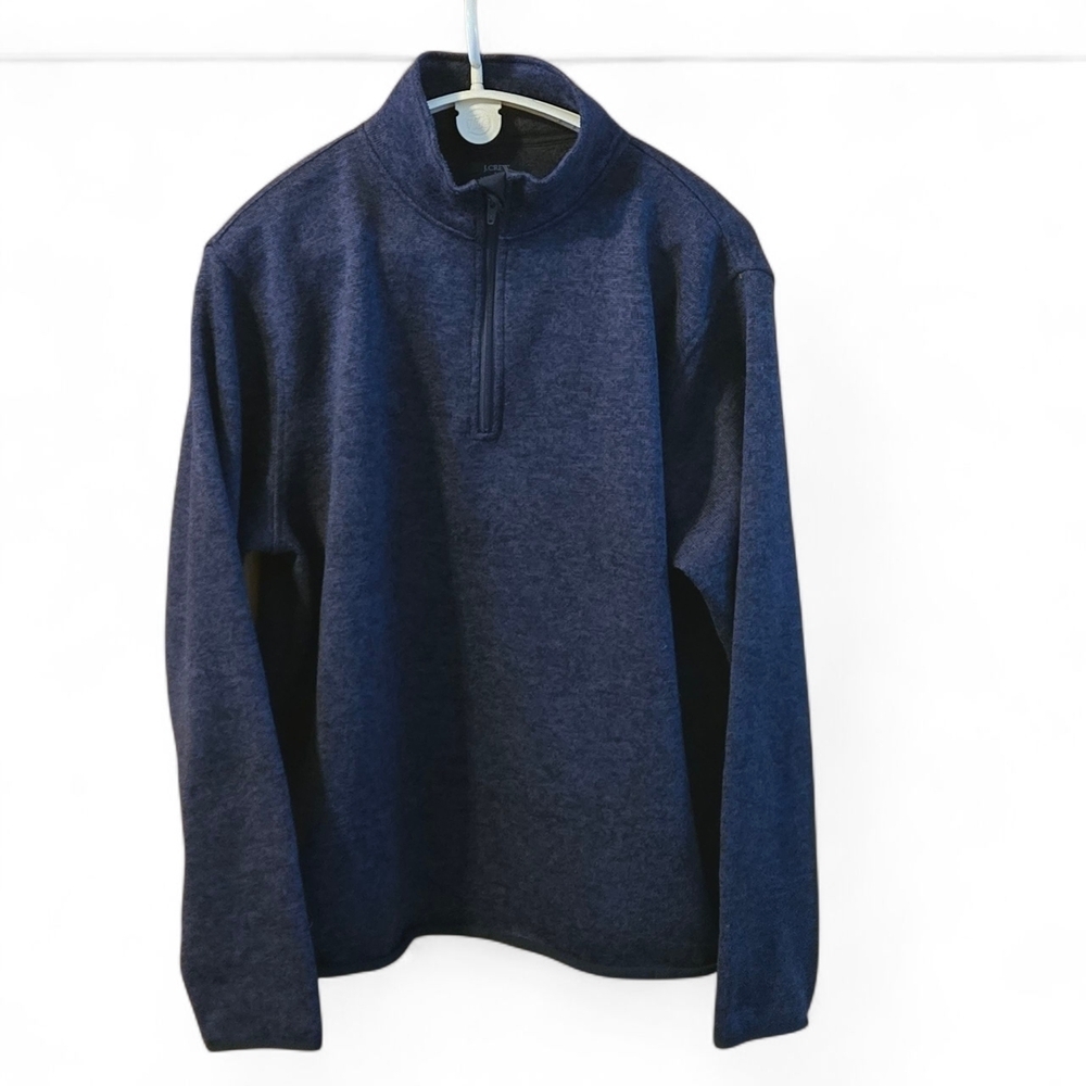 J. CREW Authentic Fleece Sweater Men's XL 1/4 Zip Mock Pullover Charcoal Gray